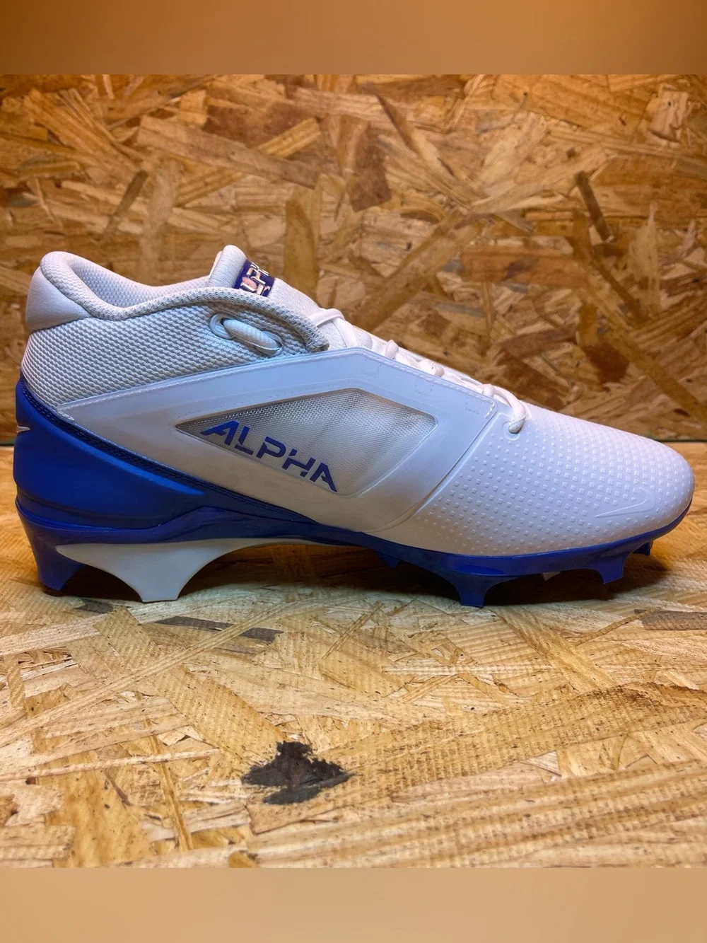 Nike Alpha Menace 4 Pro White Royal Blue Football Cleats FD7037-103 Men Size 10